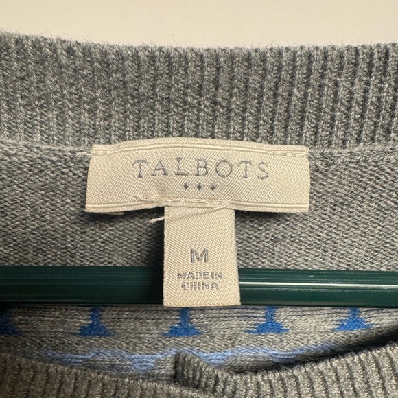 Talbots Gray Cardigan with Multicolor Yoke - Picture 6 of 7